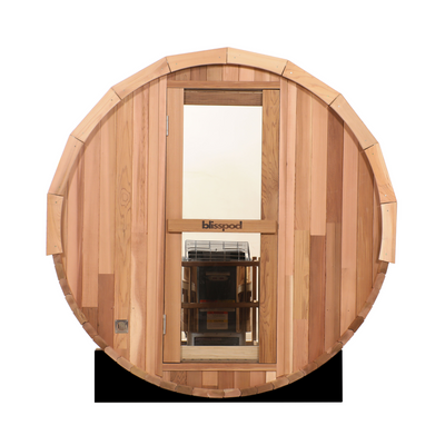Blisspod Prague Outdoor Cedar Barrel Steam Sauna – Full Glass Back