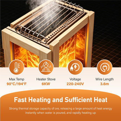 6000W Outdoor Cedar Steam Sauna – Up to 4 People