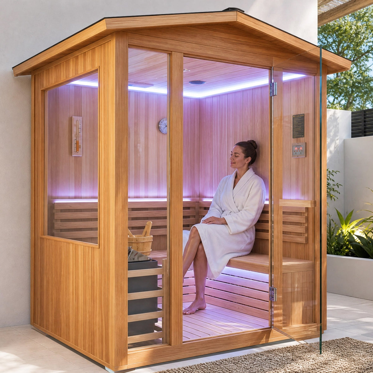 6000W Outdoor Cedar Steam Sauna – Up to 4 People