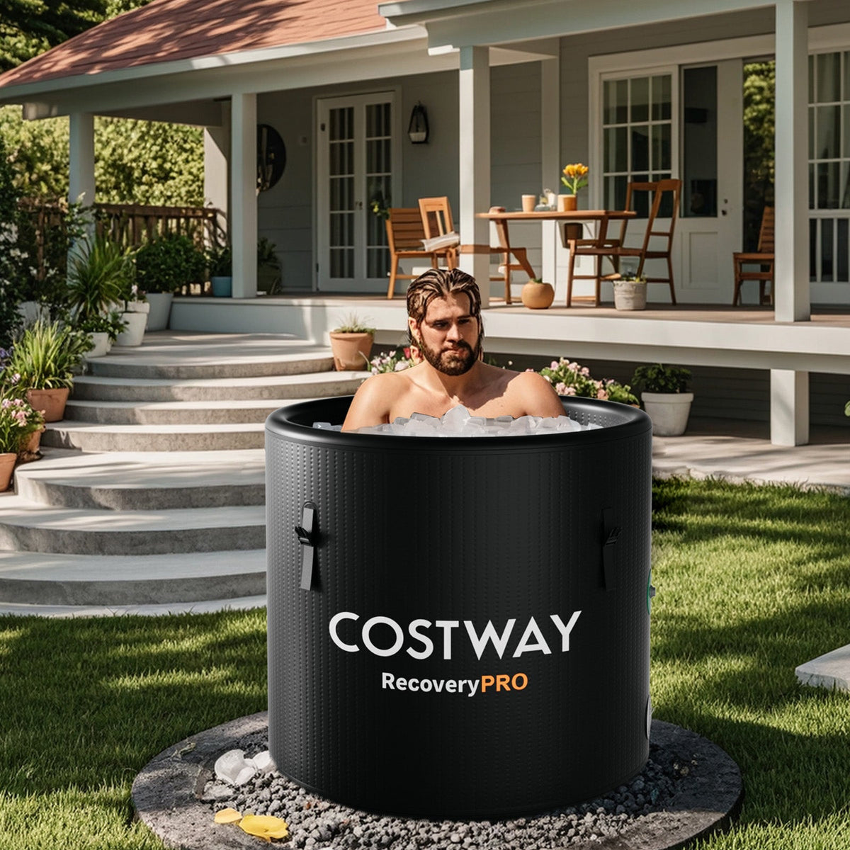 79 Gal Water Chiller Compatible Cold Plunge Tub with Cover-Black
