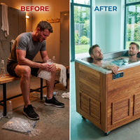 Cold Plunge Tub Engineered for Recovery, Cedar Cabinet, Stainless Steel Basin, Touchscreen Controller — Before & After