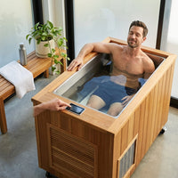 Cold Plunge Tub Engineered for Recovery, Cedar Cabinet, Stainless Steel Basin, Touchscreen Controller — Lifestyle
