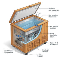 Cold Plunge Tub Engineered for Recovery, Cedar Cabinet, Stainless Steel Basin, Touchscreen Controller — How It Works