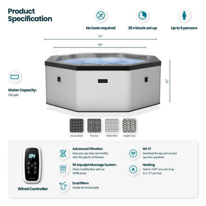 Como 6-Person Eco Foam Hot Tub with Integrated Heater