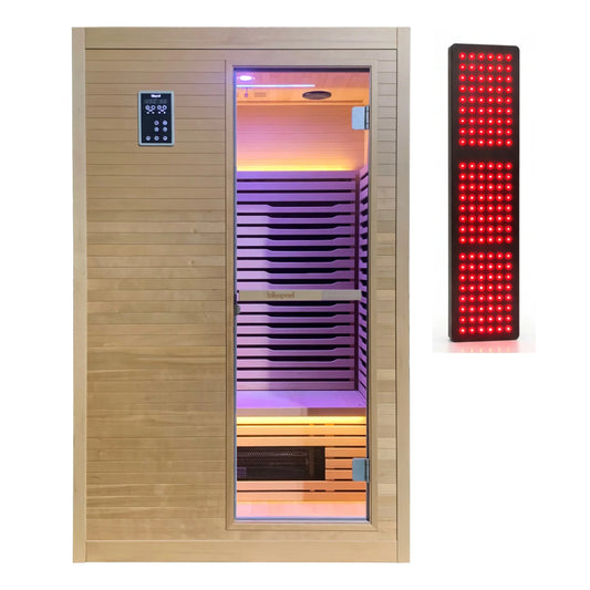 Blisspod Helsinki 2-Person Full-Spectrum Infrared Sauna with Red-Light Panel