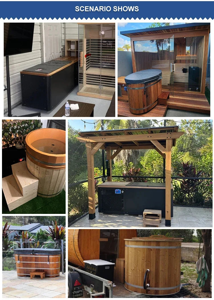 Cedar Cold Plunge Tub with 1.5HP Chiller — Stainless Steel Basin
