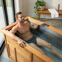 TimberChill Glacier Pro Cedar Cold Plunge — Lifestyle