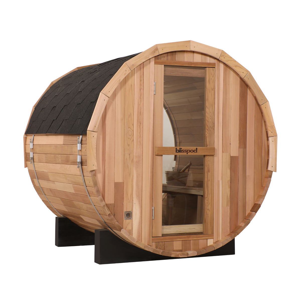 Blisspod Prague Outdoor Cedar Barrel Steam Sauna – Full Glass Back