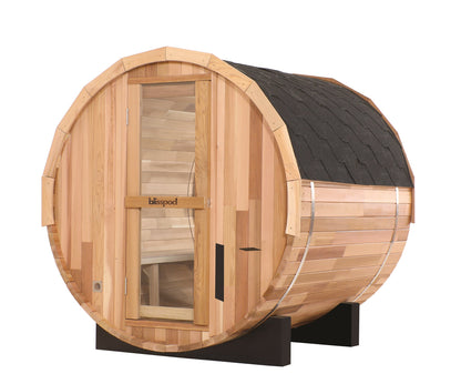 Blisspod Prague Outdoor Cedar Barrel Steam Sauna – Full Glass Back