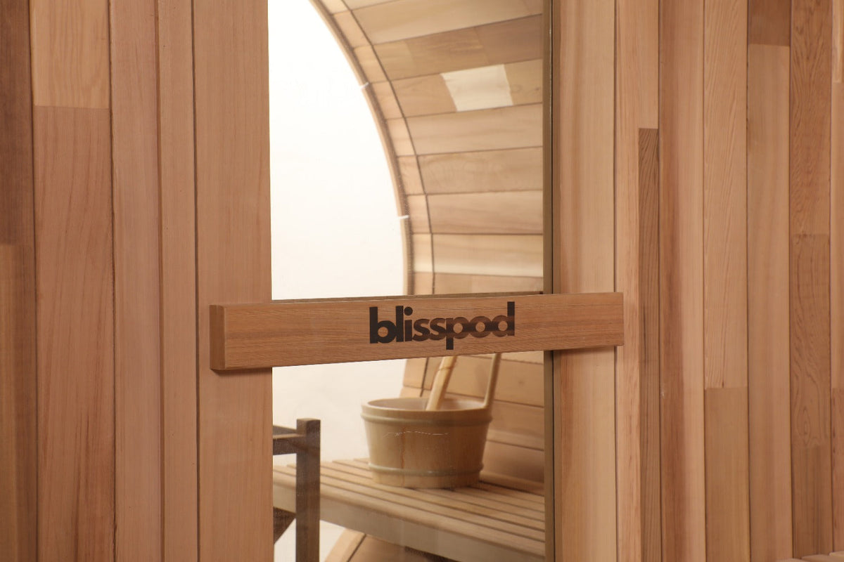 Blisspod Prague Outdoor Cedar Barrel Steam Sauna – Full Glass Back