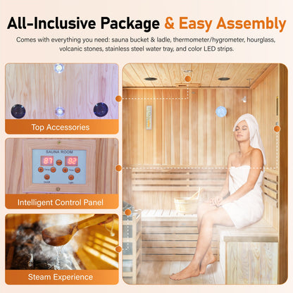 6000W Outdoor Cedar Steam Sauna – Up to 4 People