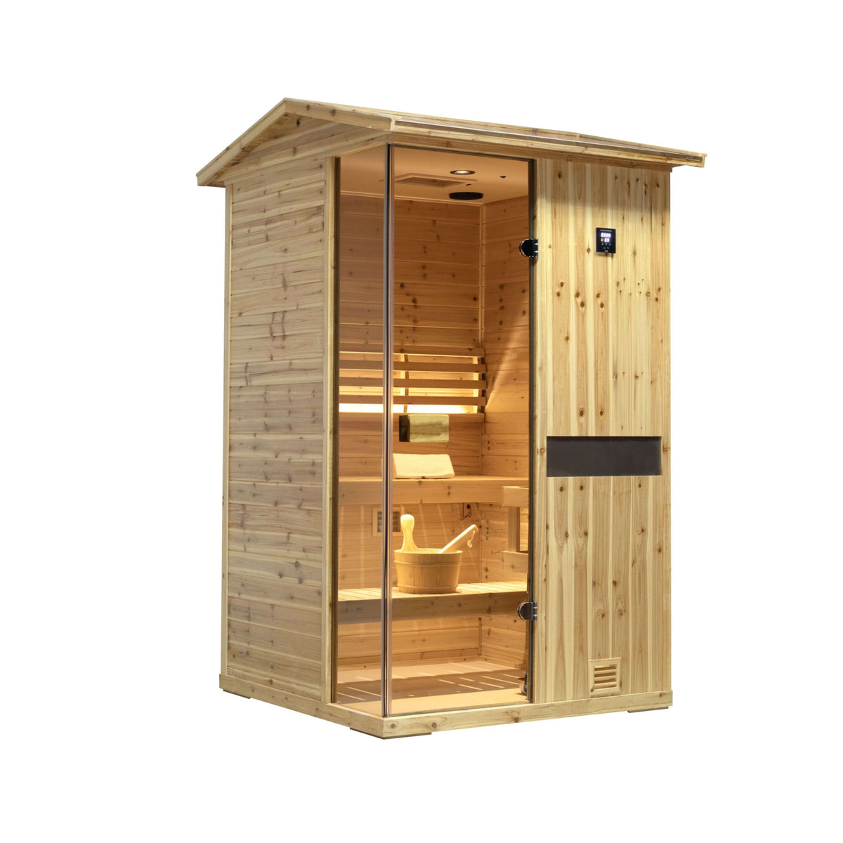 Arctic Premium 2-Person Outdoor Wooden Steam Sauna Room with Smart Controls & Bluetooth Audio