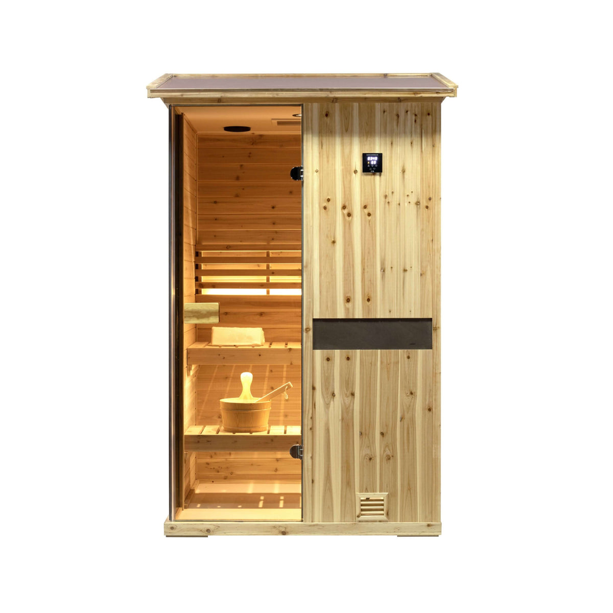 Arctic Premium 2-Person Outdoor Wooden Steam Sauna Room with Smart Controls & Bluetooth Audio
