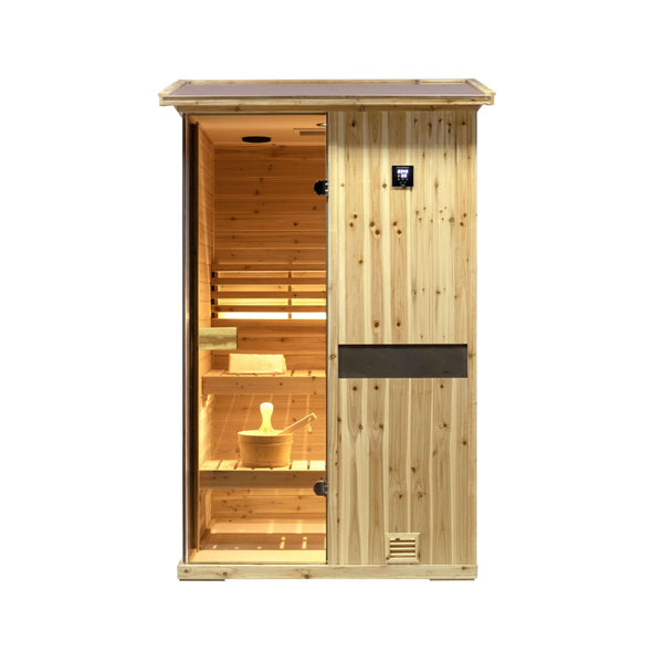 Arctic Premium 2-Person Outdoor Wooden Steam Sauna Room with Smart Controls & Bluetooth Audio