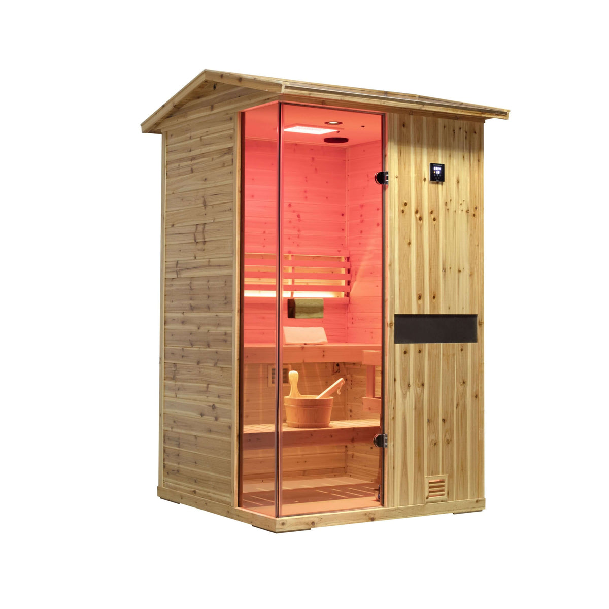 Arctic Premium 2-Person Outdoor Wooden Steam Sauna Room with Smart Controls & Bluetooth Audio