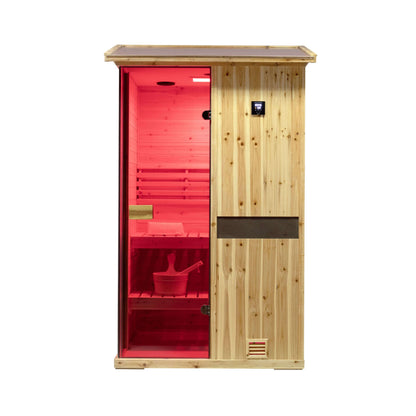 Arctic Premium 2-Person Outdoor Wooden Steam Sauna Room with Smart Controls & Bluetooth Audio